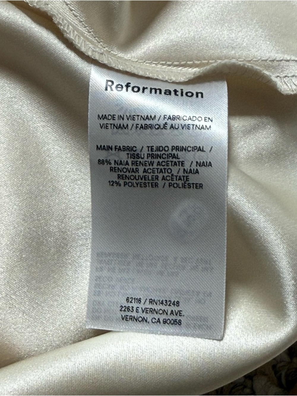 NWT Reformation Pike Satin Dress in Almond - Picture 9 of 15